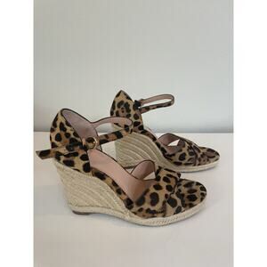 J crew Leopard espadrilles Wedge Sandal Shoes, Real fur Calf Hair 6.5